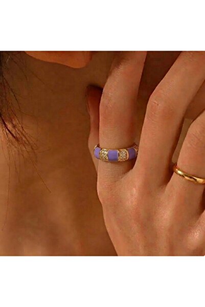 Markiz Takı موديل خاتم حجر بنفسجي نسائي قابل للتعديل