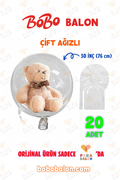 Blur Home BOBO Balon Çift Ağızlı 30 İnç (76 cm) Dev Şeffaf Esnek (20'li Paket...