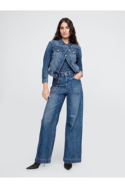 GAP Kadın Mavi × Cult Gaia High Rise Stride Chain Jean Pantolon