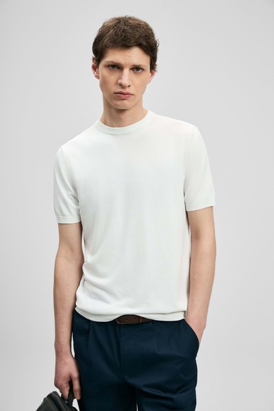 Lufian 111090156 Tricou bărbătesc Tıno modal amestecat pentru bărbați tricou ALB