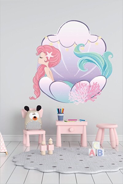 Tasarım Ada'sı ملصق حائط لغرفة الأطفال على شكل حورية البحر