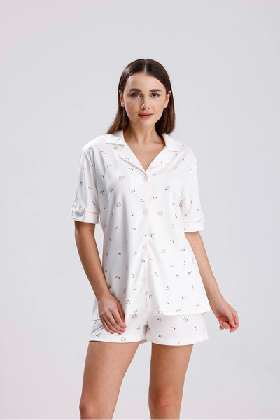 Espuar 768 Κλασικό γυναικείο πουκάμισο με λουλούδια με κουμπιά χτενισμένο βαμ...