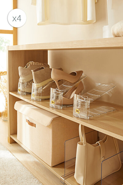 Ocean Home Textile 4'lü Ayarlanabilir 3 Kademeli Şeffaf Ayakkabı Düzenleyici ...