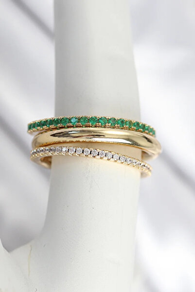 Skygo Brass Gold Color Zircon Stone 4-Piece Women's Ring - Tj-Byk3831