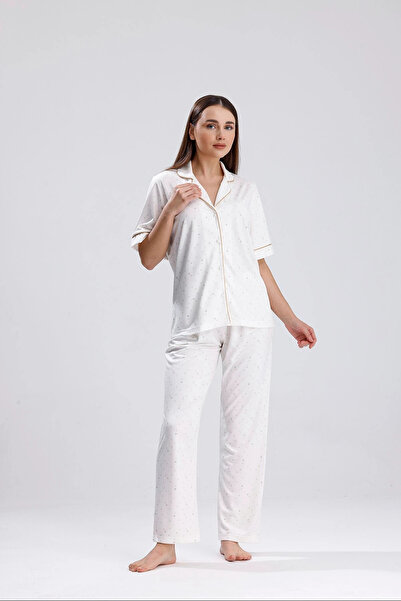 Espuar Γυναικείο σετ πιτζάμες με κουμπιά μπροστά και σχέδιο καρδιάς στο κάτω ...