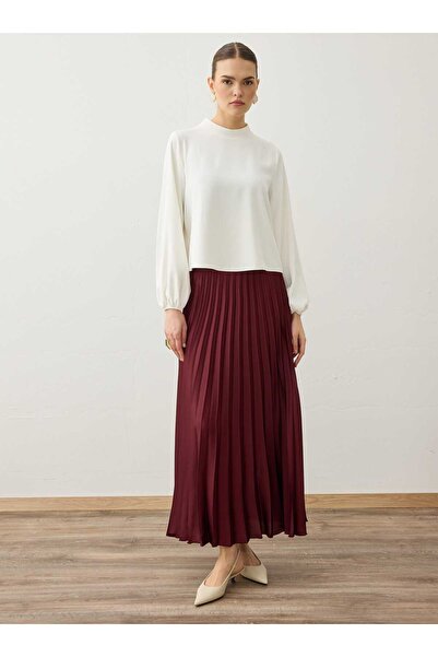 Refka Ψηλόμεση μακριά φούστα με πλισέ - Σκούρο κόκκινο -