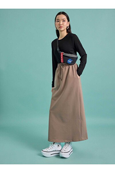 Benin تنورة محبوكة بخصر مطاطي - مينك -