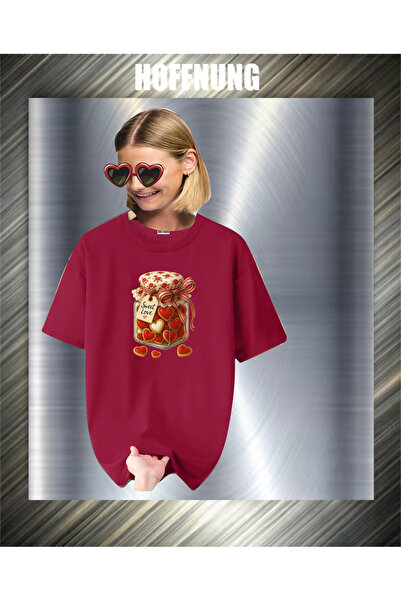 HOFFNUNG Unisex Short Sleeve Round Neck Sweet Love Jam Printed Solid Color Ts...