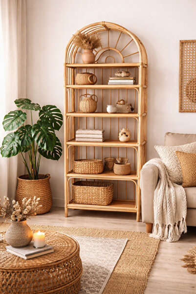 Store Bambu Rattan El Yapımı Kitaplık /Raf