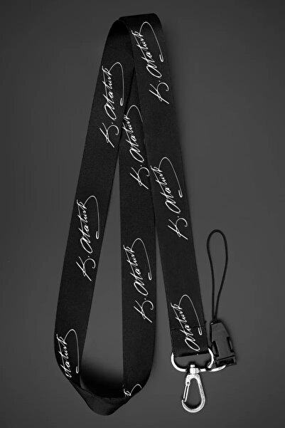 Apptakı Mustafa Kemal Atatürk İmzası Yaka Kartı Boyun İpi Telefon Askısı - AS...