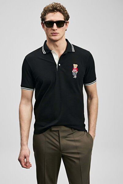 Lufian 111040245 Brady Smart Men's Polo Neck T-Shirt Men's T-Shirt Black