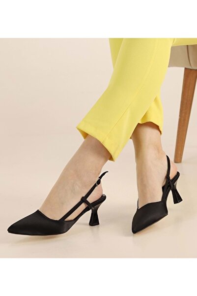 KOCAMANLAR 8 cm Satin pentru femei pantofi cu toc BLACK-SATEN