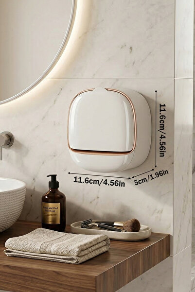 Myend Dekoratif Yeni Nesil Çift Bölmeli Sabunluk, Fayansa Yapışabilen Kapaklı...