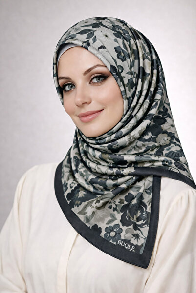 mim eşarp Σατέν κασκόλ Buqle Jan Jan με μοτίβο λουλουδιών - 100x100 cm