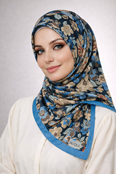 mim eşarp Бугле Ян Ян Шарф із квітковим візерунком із сатину - 100x100 см