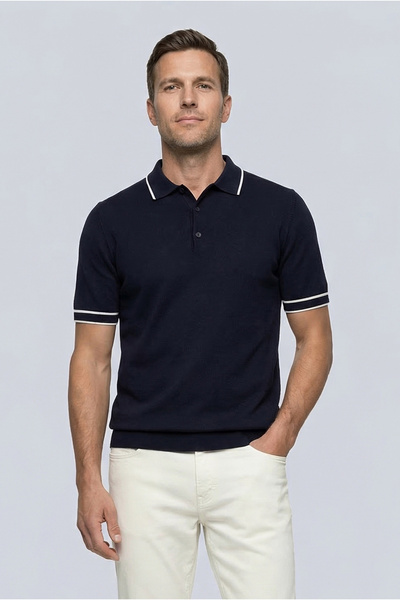 Kiğılı Regular Fit Striped Detail Polo Neck Knitwear T-Shirt