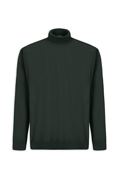 Kiğılı Pulover tricotat din lână, cu gât roșu, cu croiala normală