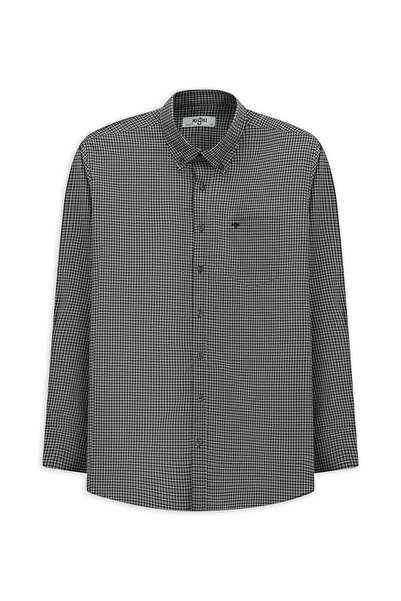 Kiğılı Long Sleeve Regular Fit Plaid Button Collar Pocketed Cotton Shirt