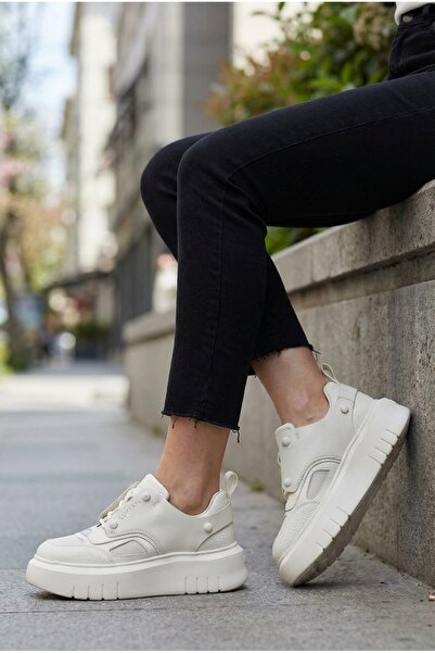 Lufian Pantofi sport pentru femei ICY sneakerși cu talpă înaltă, la modă, alb...