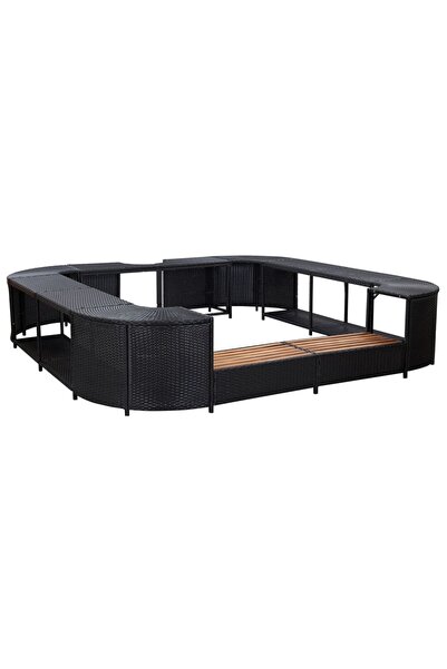 Concept Mobilier împrejmuire spa negru 268x268x55 cm poliratan pătrat