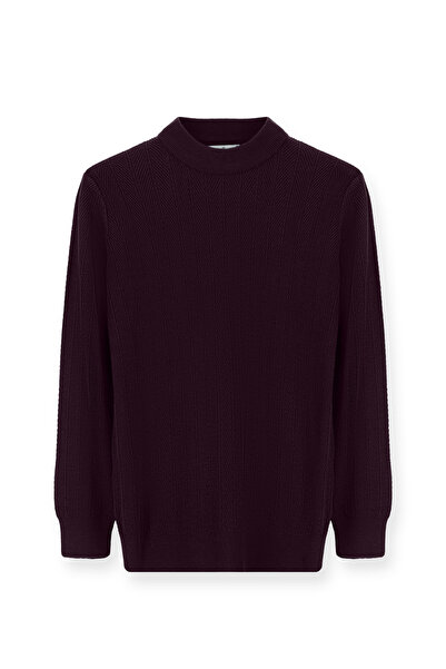 Kiğılı Yarım Balıkçı Yaka Slim Fit Dar Kesim Desenli Pamuklu Triko Kazak