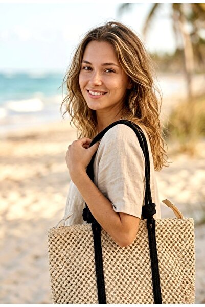 LAGRANZE Large Size Straw Beach Bag Women's Mesh Textured Summer Casual Women...