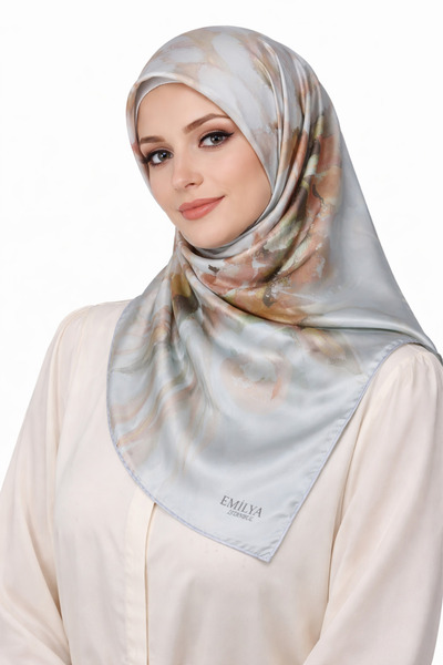 mim eşarp Κασκόλ Emilya Rayon με λουλούδια 90x90 cm