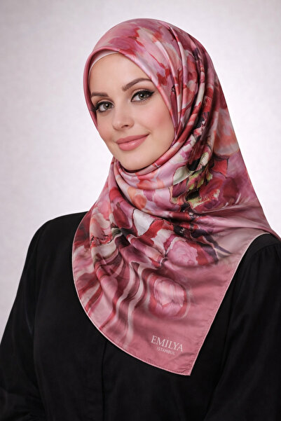 mim eşarp Κασκόλ Emilya Rayon με λουλούδια 90x90 cm