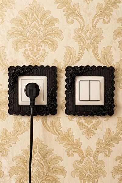 Evene Priz Süsü Dekoratif Priz Çerçevesi Anahtar Çerçevesi Siyah Renk Model 1