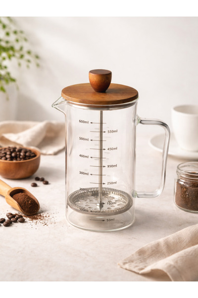 Tohana Acacia Lid French Press 600 ml Herbal Tea and Coffee Brewing Apparatus