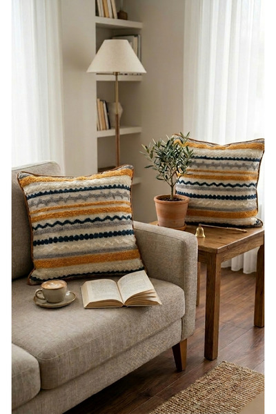 Ottoson 2'li ÖZEL TASARIM BOHEM PUNCH İŞLEMELİ JAKARLI KIRLENT KILIFI