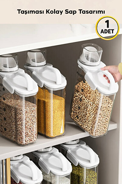 EZERE Nem Geçirmez Büyük Kapasiteli Pratik Ölçü Kaplı Baharat ve Tahıl Kavano...