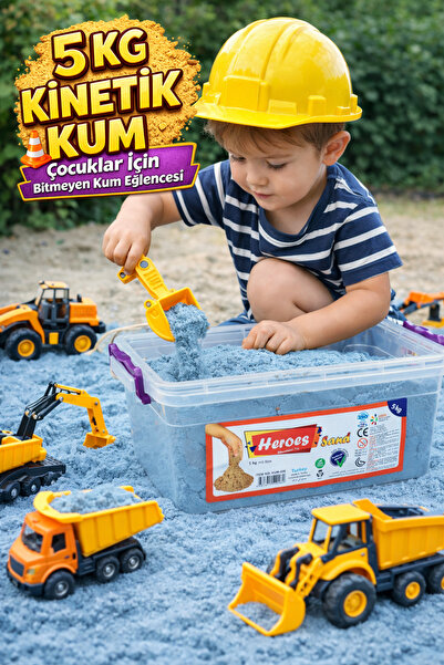 HEROES 5 Kg Mavi Kinetik Kum (Deniz Rengi) - 8 Adet Kum Kalıbı Hediyeli -Akış...
