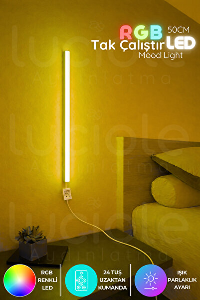 luciole Uzaktan Kumandalı Led Abajur - Yatak Üstü, Tv Yanı ,oturma Odası - Rg...