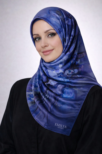 mim eşarp Κασκόλ Emilya Rayon με λουλούδια 90x90 cm