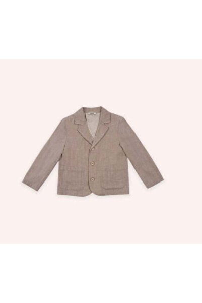 Panço Erkek Çocuk Klasik Yaka Düğmeli Blazer Ceket 5-12 Yaş KAHVE
