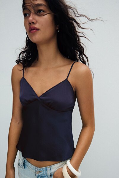 Bershka Dantelli saten top