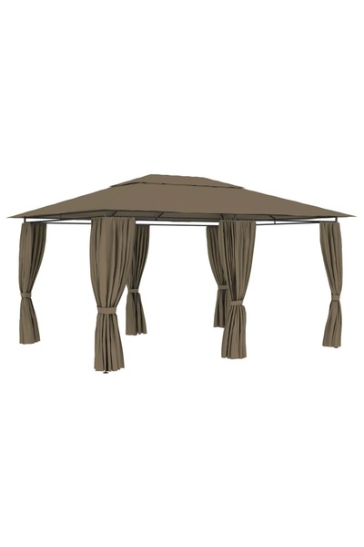 Concept Pavilion de grădină cu perdele, gri taupe, 4 x 3 m, 180 g/m²