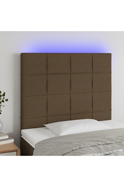 Concept Tăblie de pat cu LED, maro închis, 90x5x118/128 cm, textil