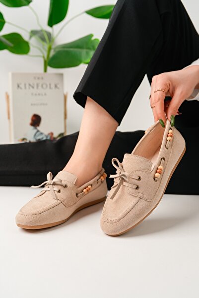 MUGGO Pantofi de damă casual cu șireturi L loafers cu detalii de mărgele în m...