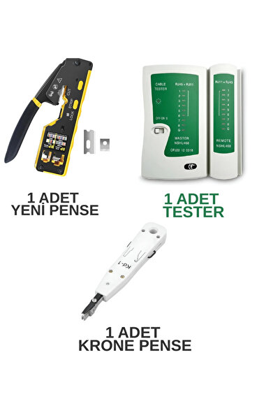SpeedUF مجموعة أدوات الشبكات: كماشة EZ RJ45 Cat6 + جهاز اختبار RJ45 RJ11 + أد...