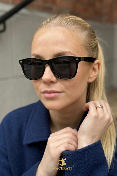 MACERATİ نظارات شمسية سوداء ضخمة للجنسين