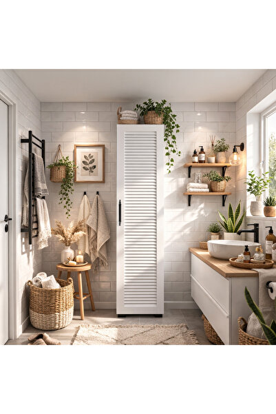 DEKOREX Bny120-beyaz Panjur Kapaklı Banyo Dolabı