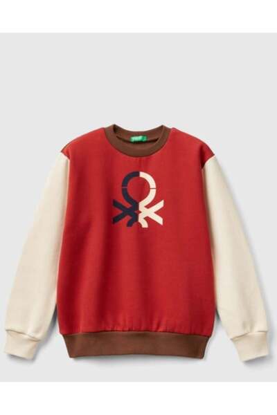 United Colors of Benetton Benetton boys' logo long sleeve sweatshirt with inn...
