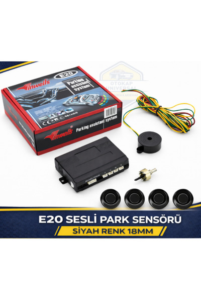 Inwells 18mm E20 Sesli Park Sensörü 4 Lü Siyah Geri Vites Park Destek Sistemi...