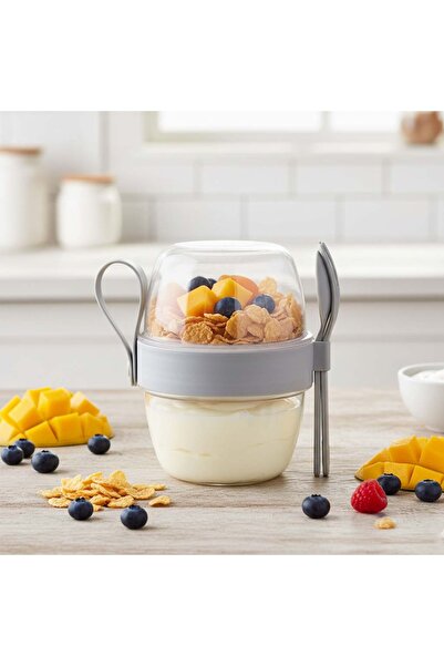 HOMEFECT وعاء زبادي 600 مل زبادي بالفواكه مع الموسلي