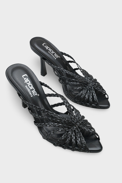 Capone Outfitters Lacie Knitted Medium Heeled Stylish Women's Shoes Slipper