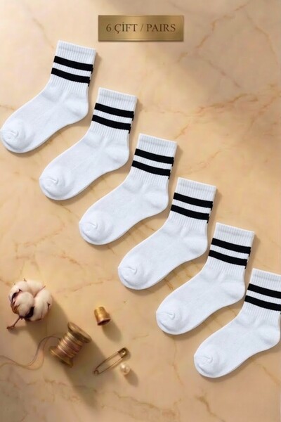 Esinti Συσκευασία με 6 ριγέ Unisex βαμβακερές κάλτσες κολλεγίου