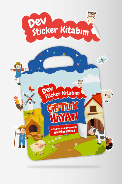 Bunbaza Çocuklar için Dev Sticker Kitabı - Çiftlik Hayatı Eğlenceli Sticker Y...