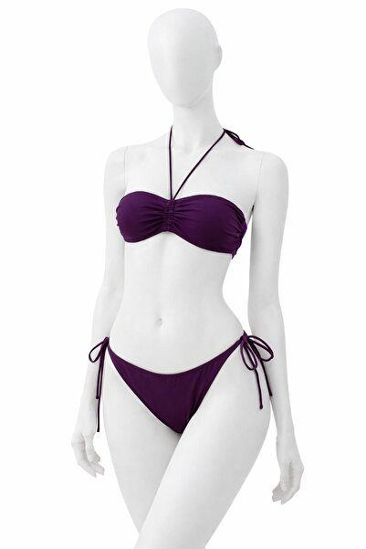 VAJESTO طقم بيكيني نسائي أرجواني من الليكرا مرن برباط حول الرقبة بدون حمالات ...